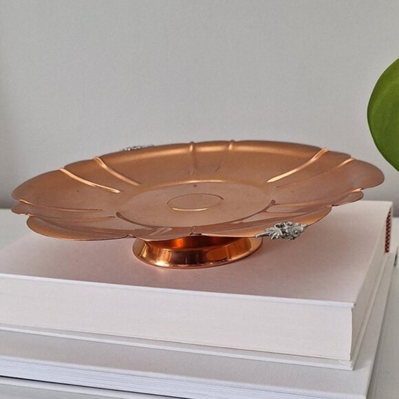 Vintage Copper Pedestal Desert Stand Tray Flemish Bowl - Picture 1 of 5